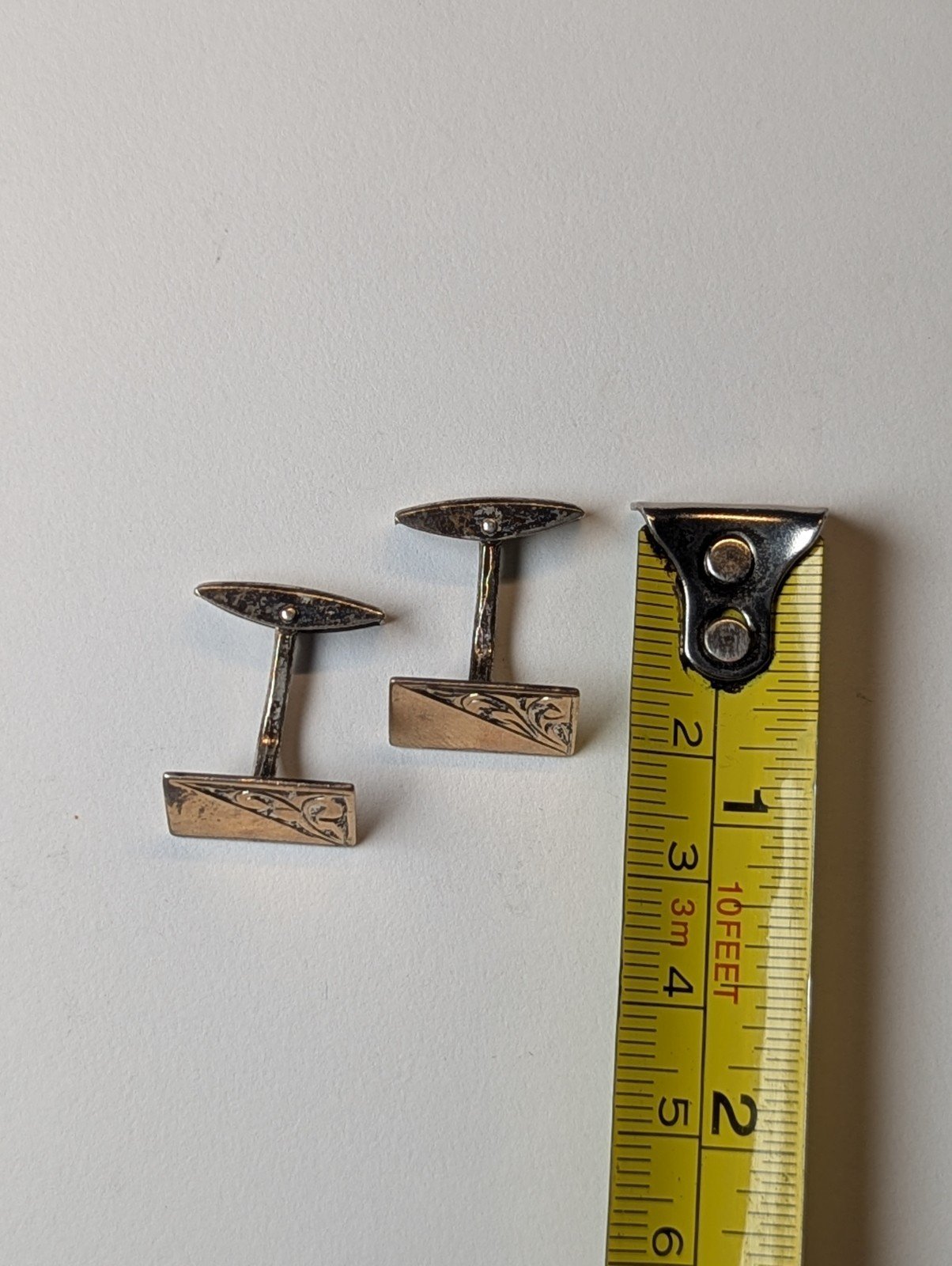 Vintage 9ct Gold On Sterling Silver Men's Rectangle Cufflinks | 925 Silver - Image 5