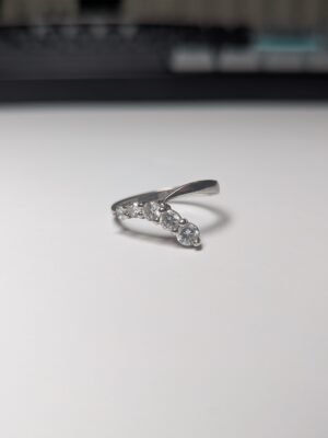 Vintage Sterling Silver 5 DQCZ Gemstone Branch Row Ring | Size S 1/2 | 925