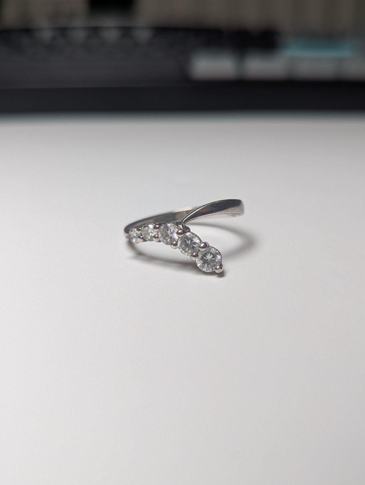 Vintage Sterling Silver 5 DQCZ Gemstone Branch Row Ring | Size S 1/2 | 925