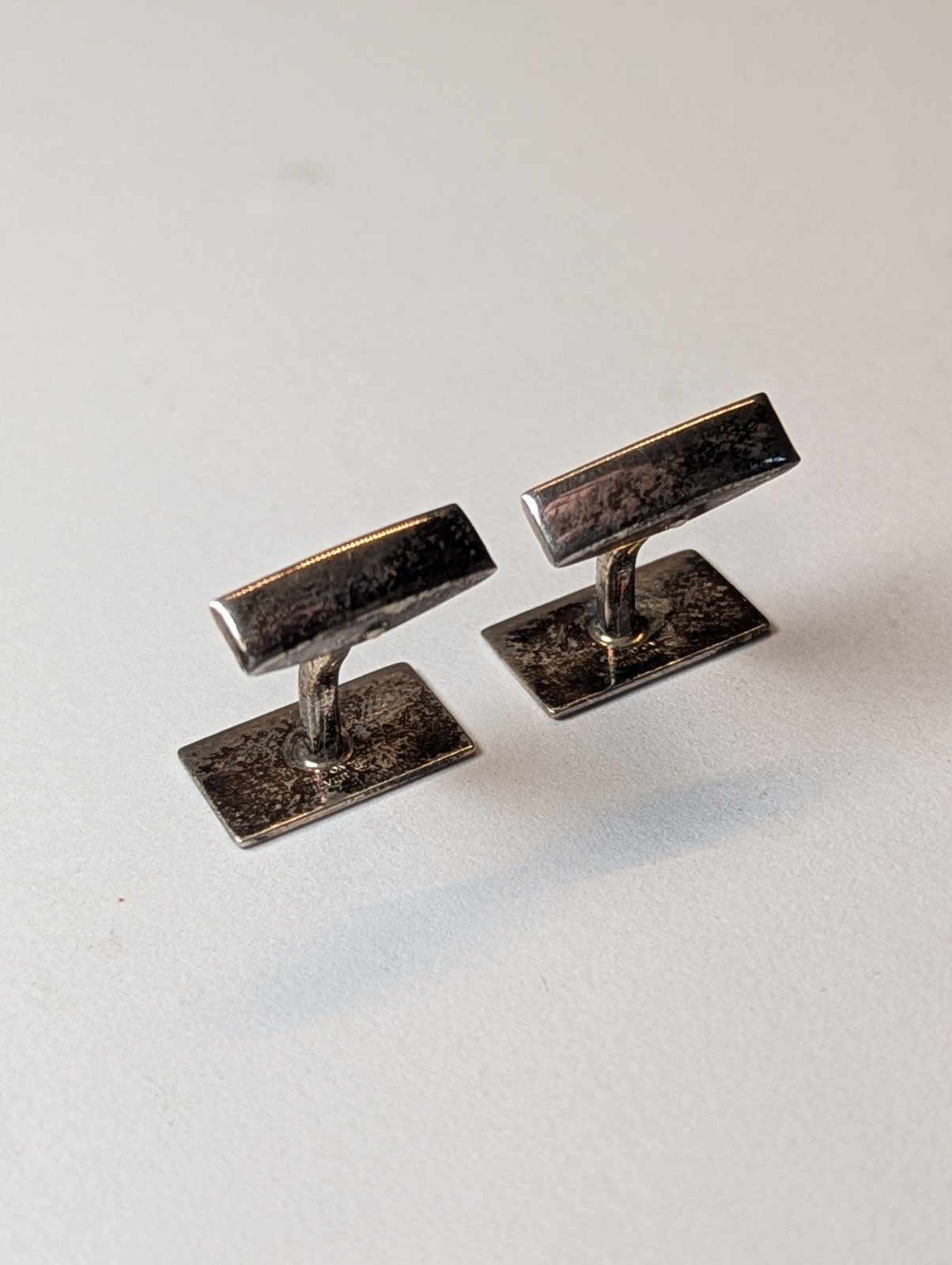 Vintage 9ct Gold On Sterling Silver Men's Rectangle Cufflinks | 925 Silver - Image 7