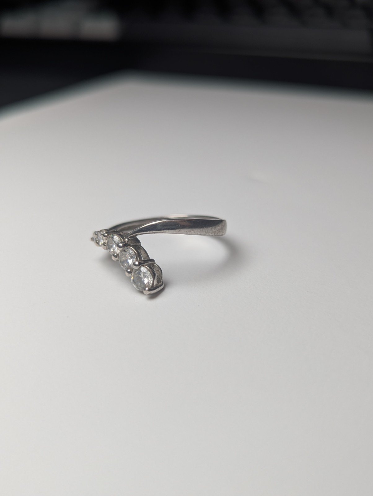 Vintage Sterling Silver 5 DQCZ Gemstone Branch Row Ring | Size S 1/2 | 925 - Image 3