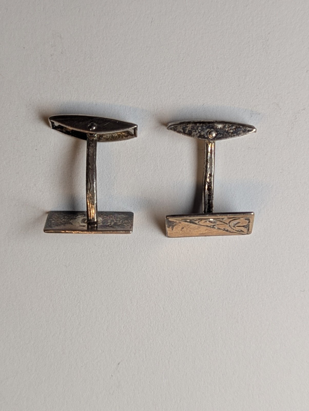 Vintage 9ct Gold On Sterling Silver Men's Rectangle Cufflinks | 925 Silver - Image 9