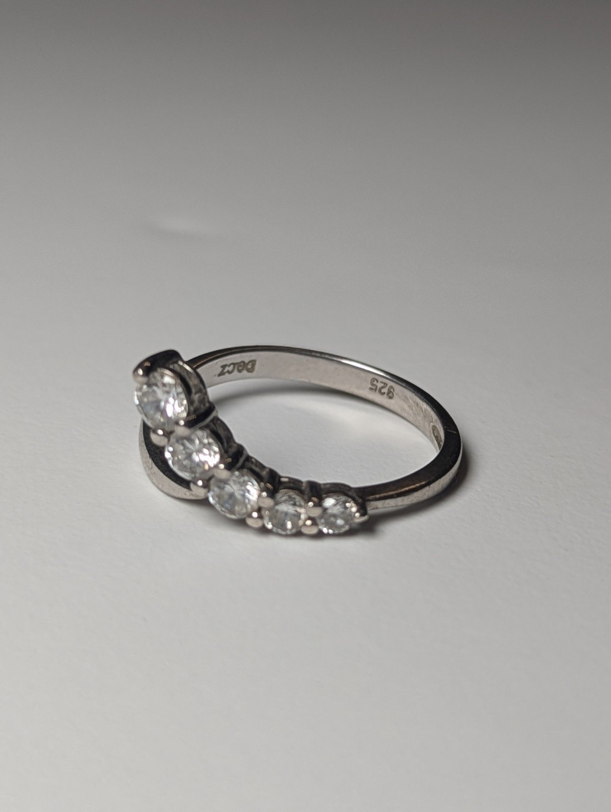 Vintage Sterling Silver 5 DQCZ Gemstone Branch Row Ring | Size S 1/2 | 925 - Image 7