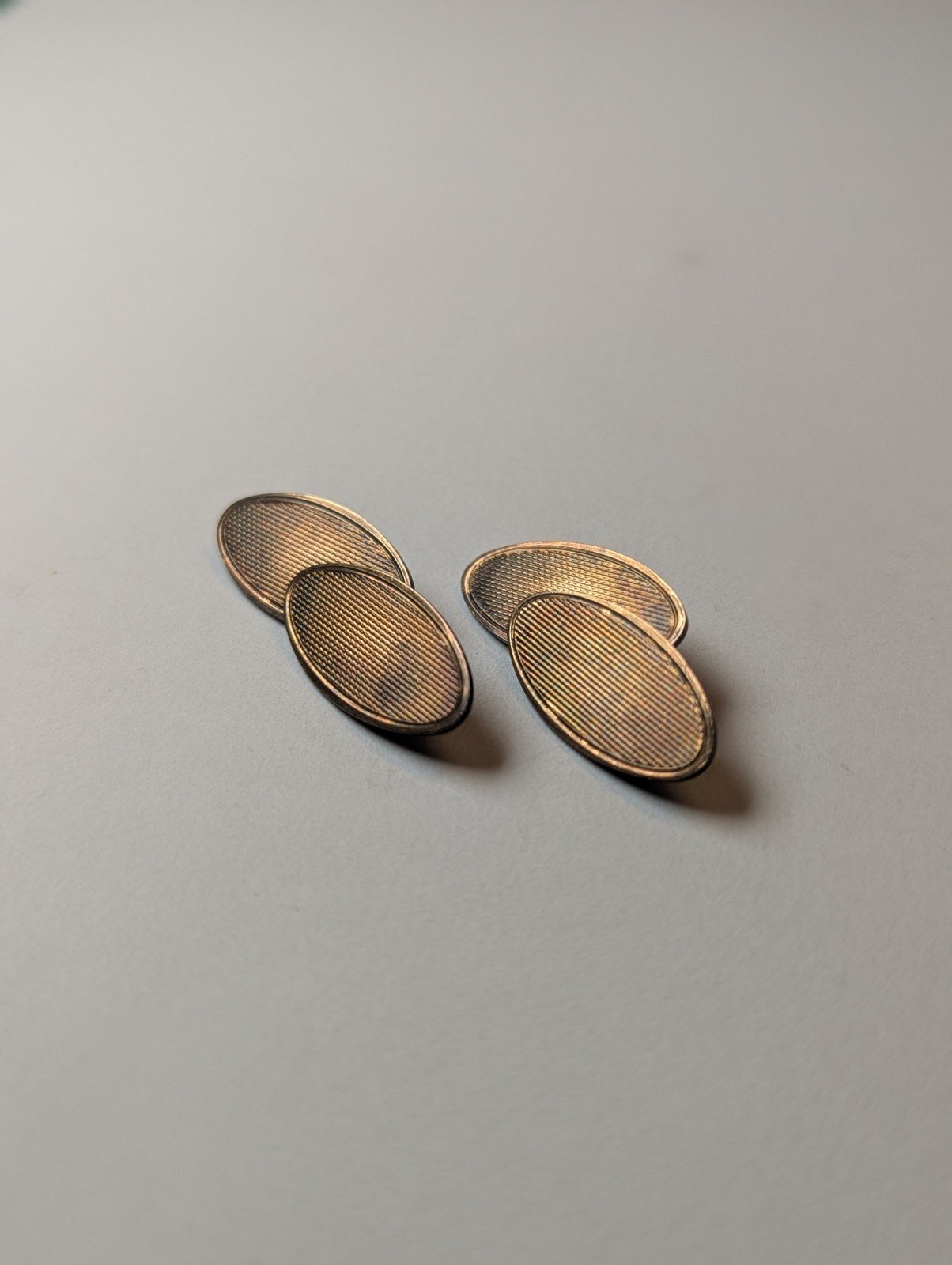 Vintage 9ct Gold On Sterling Silver Men's Oval Cufflinks | 925 Silver - Image 2