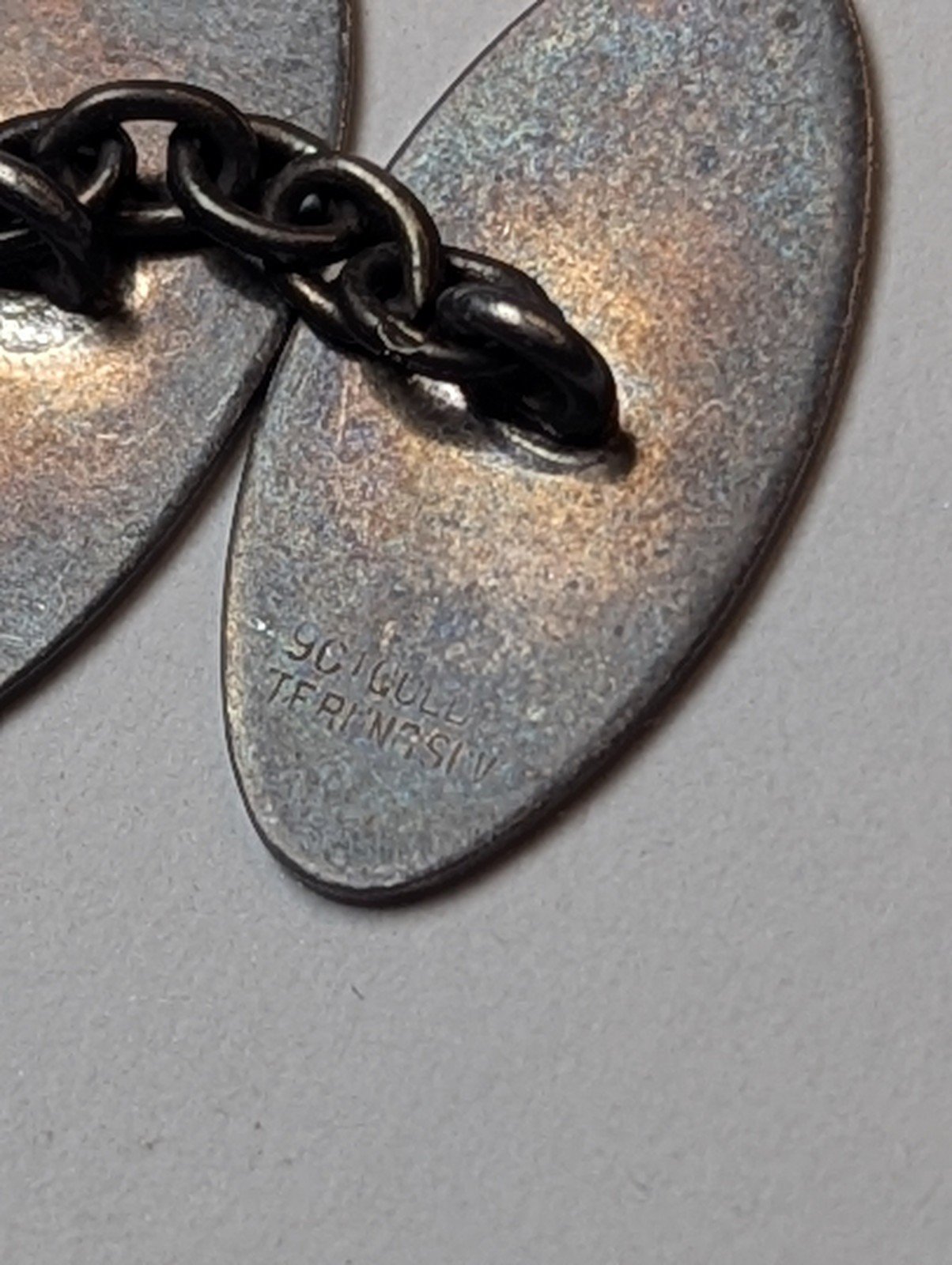 Vintage 9ct Gold On Sterling Silver Men's Oval Cufflinks | 925 Silver - Image 6