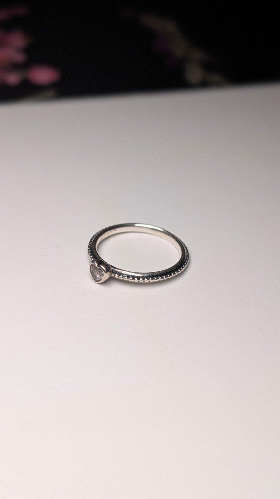 Genuine Sterling Silver Pandora CZ Heart Ring | Size Q 1/2 | S925 ALE Silver - Image 4