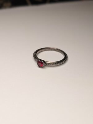 Genuine Sterling Silver Pandora Red CZ Heart Ring | Size L 1/2 | S925 ALE Silver