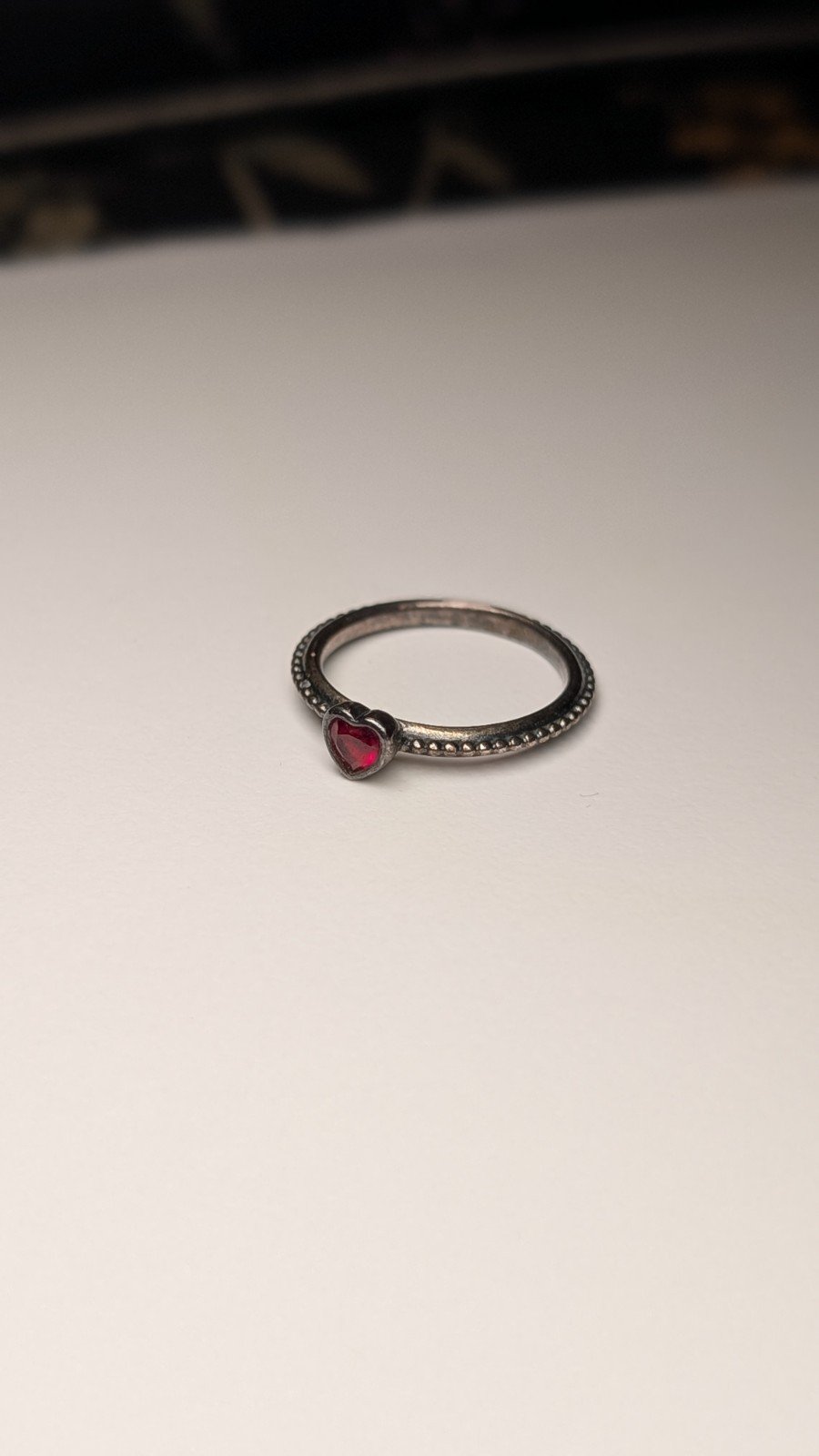 Genuine Sterling Silver Pandora Red CZ Heart Ring | Size L 1/2 | S925 ALE Silver