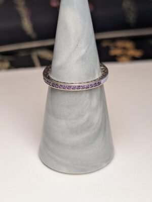 Genuine Sterling Silver Pandora Lavendar Radiant Hearts Ring | Size Q 1/2 |  ALE