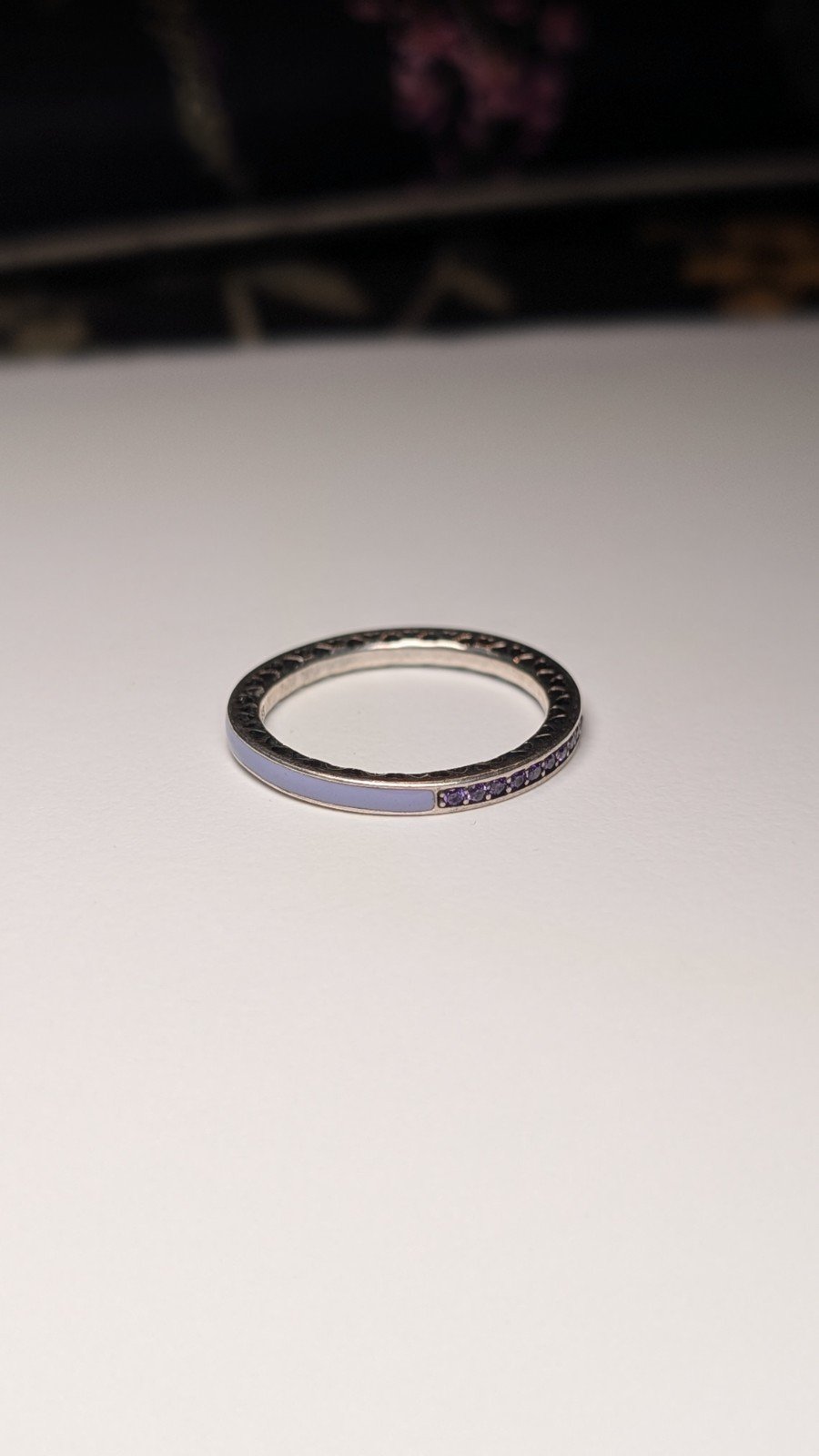 Genuine Sterling Silver Pandora Lavendar Radiant Hearts Ring | Size Q 1/2 | ALE - Image 2