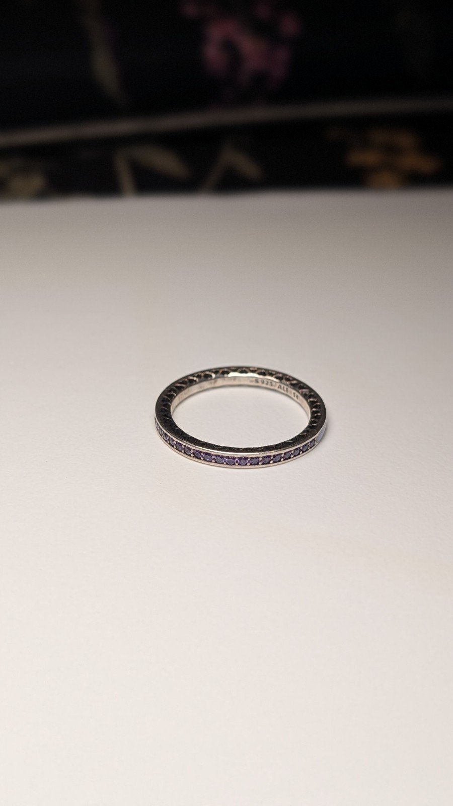 Genuine Sterling Silver Pandora Lavendar Radiant Hearts Ring | Size Q 1/2 | ALE - Image 3