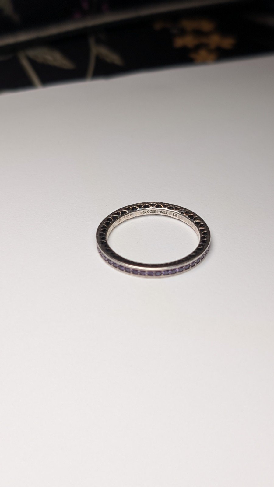 Genuine Sterling Silver Pandora Lavendar Radiant Hearts Ring | Size Q 1/2 | ALE - Image 5