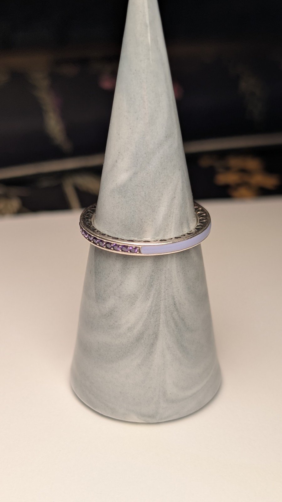 Genuine Sterling Silver Pandora Lavendar Radiant Hearts Ring | Size Q 1/2 | ALE - Image 7