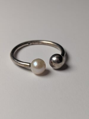 Genuine Sterling Silver Pandora Pearl Open Ring | Size T 1/2 | 925 Silver