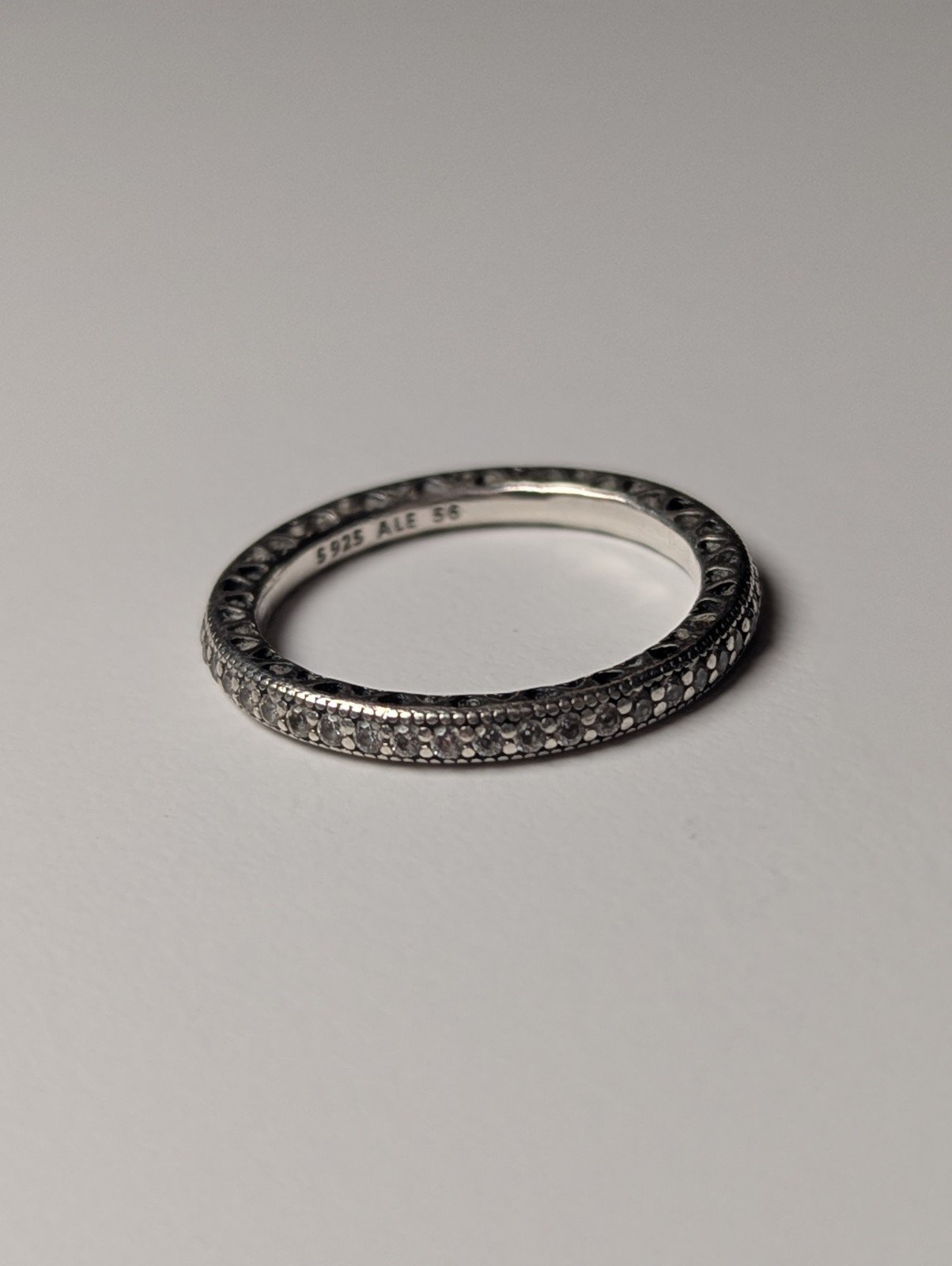 Genuine Sterling Silver Pandora CZ Gemstones Heart Ring | Size O 1/2 | S925 ALE