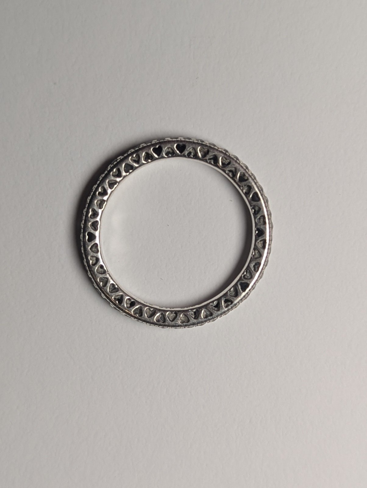 Genuine Sterling Silver Pandora CZ Gemstones Heart Ring | Size O 1/2 | S925 ALE - Image 2