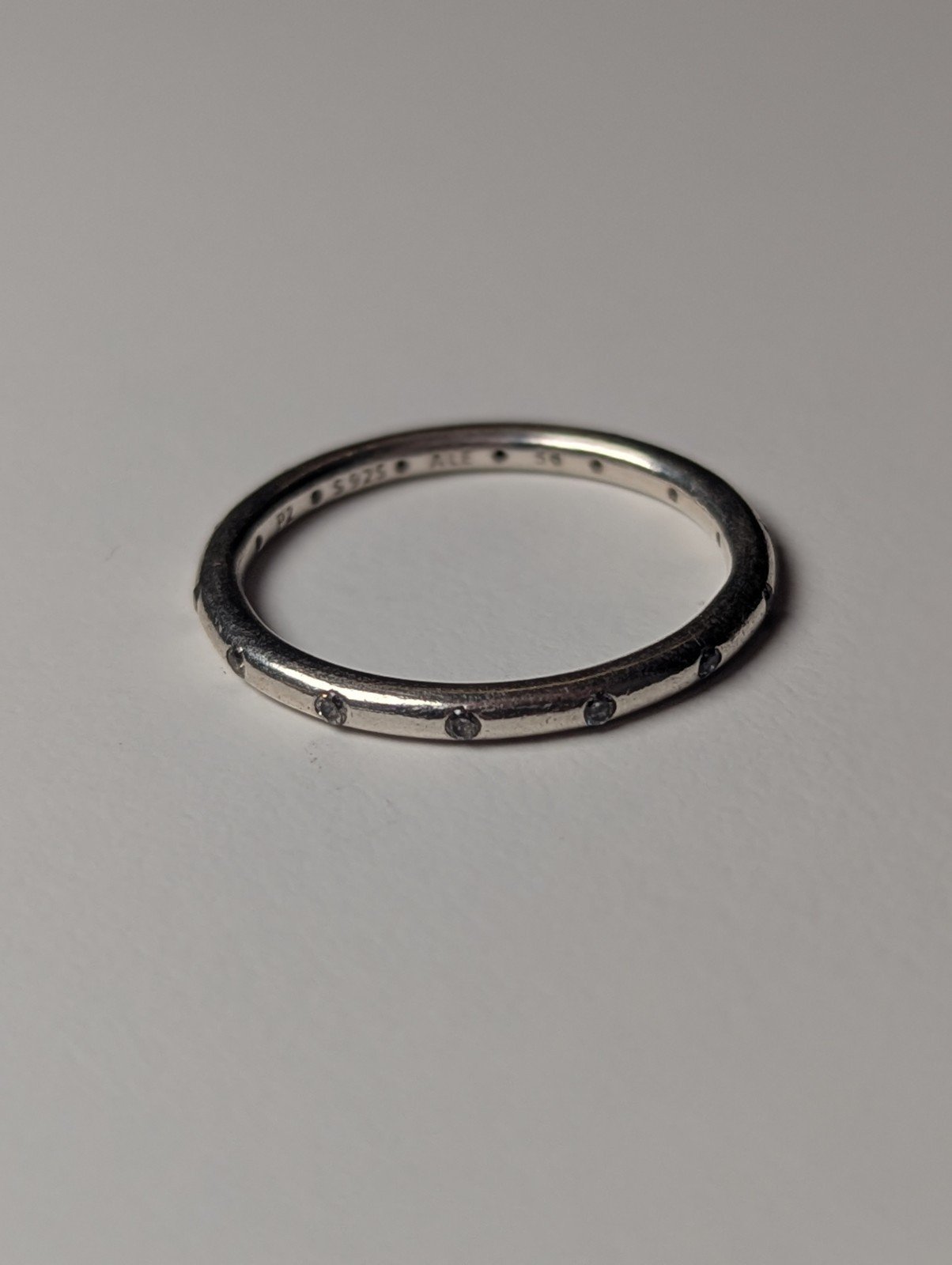 Genuine Sterling Silver Pandora Simple Sparkling Band Ring | Size O 1/2 | S925