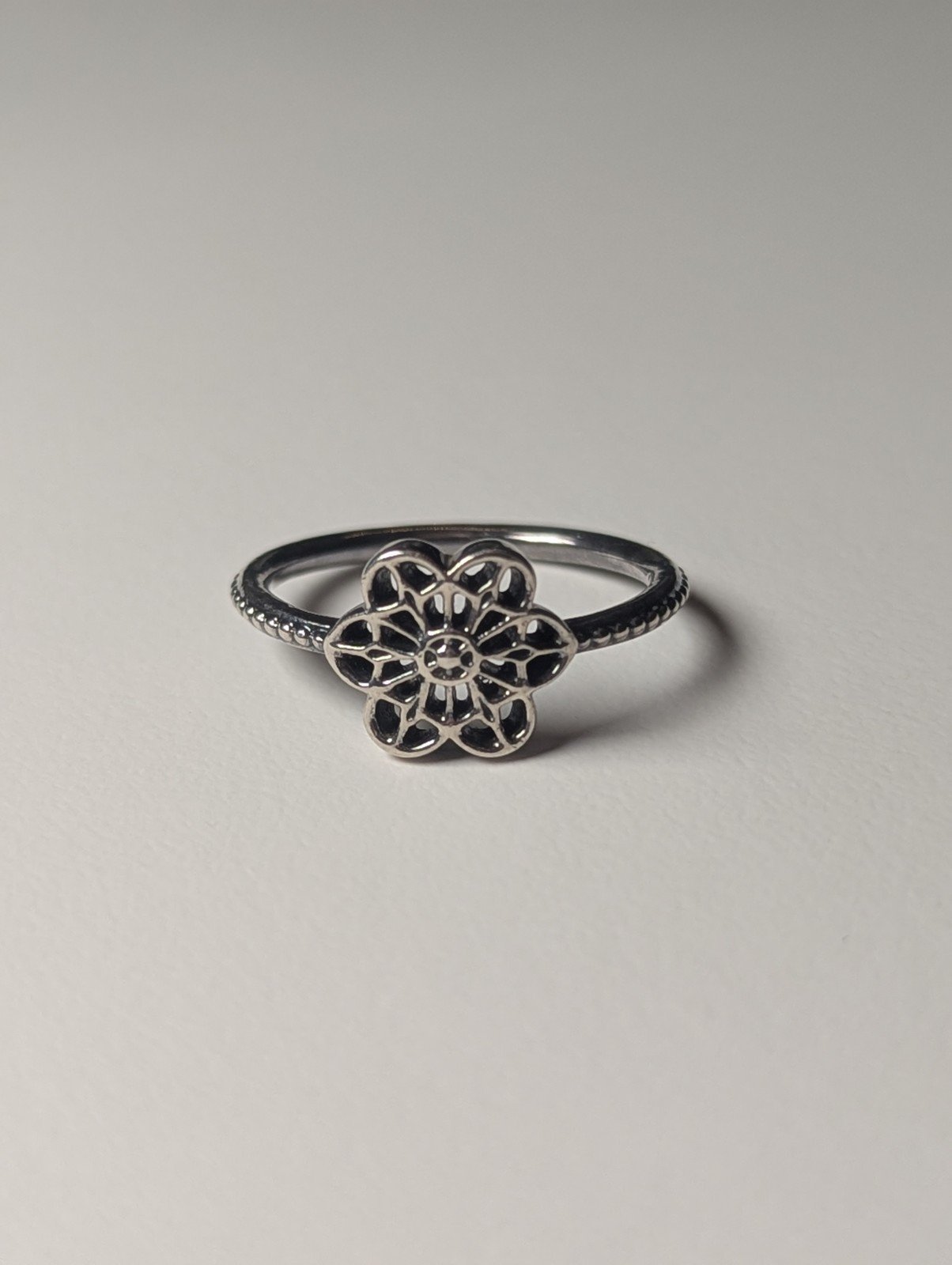 Genuine Sterling Silver Pandora Floral Daisy Lace Ring | Size L 1/2 | S925 ALE