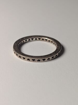 Genuine Sterling Silver Pandora Openwork Hearts Ring | Size N | S925 ALE Silver