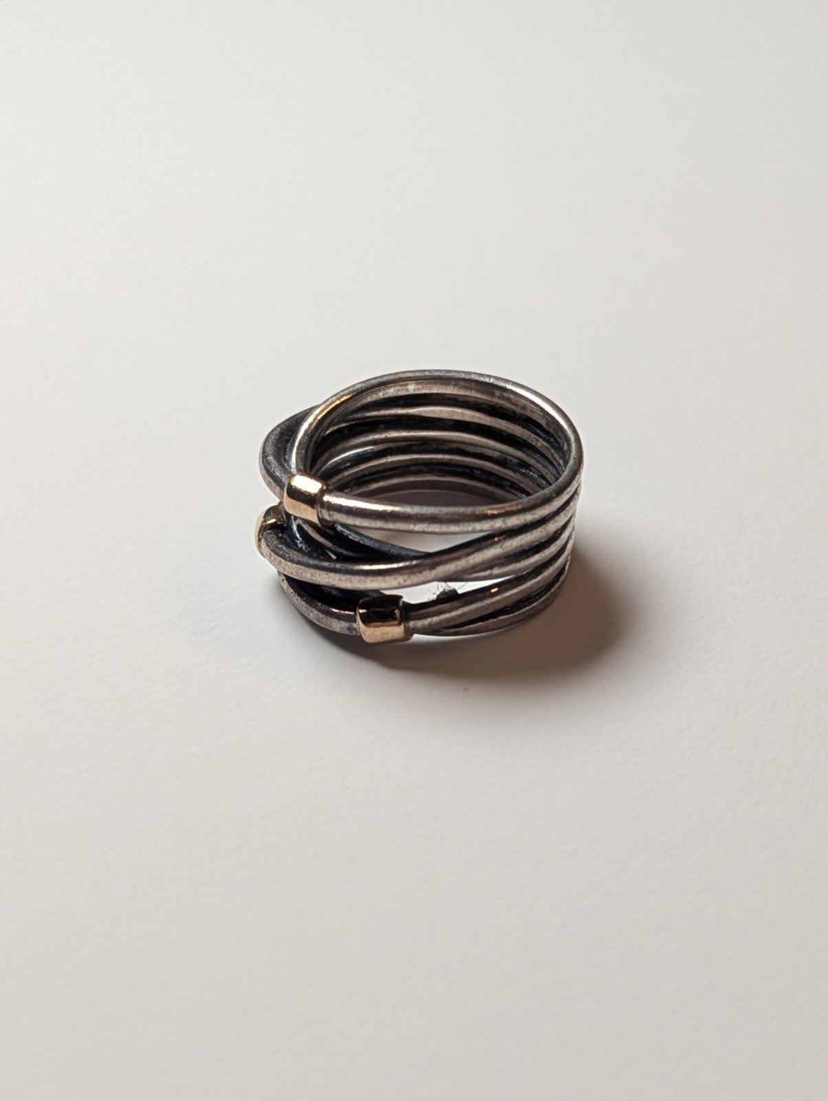 Vintage Retired Pandora Sterling Silver & 14K Gold Rope Ring | Size J 1/2 - Image 3