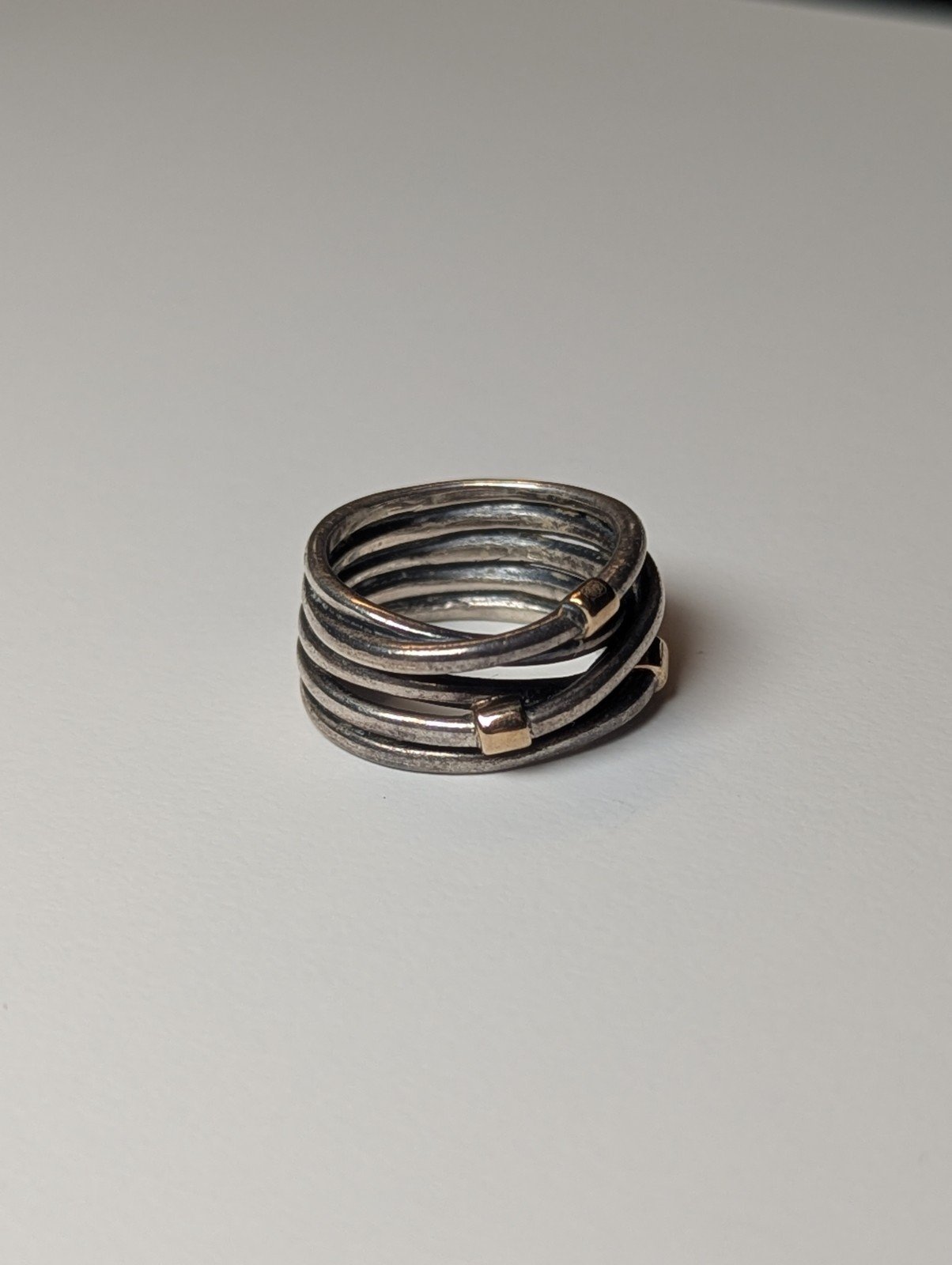 Vintage Retired Pandora Sterling Silver & 14K Gold Rope Ring | Size J 1/2 - Image 4