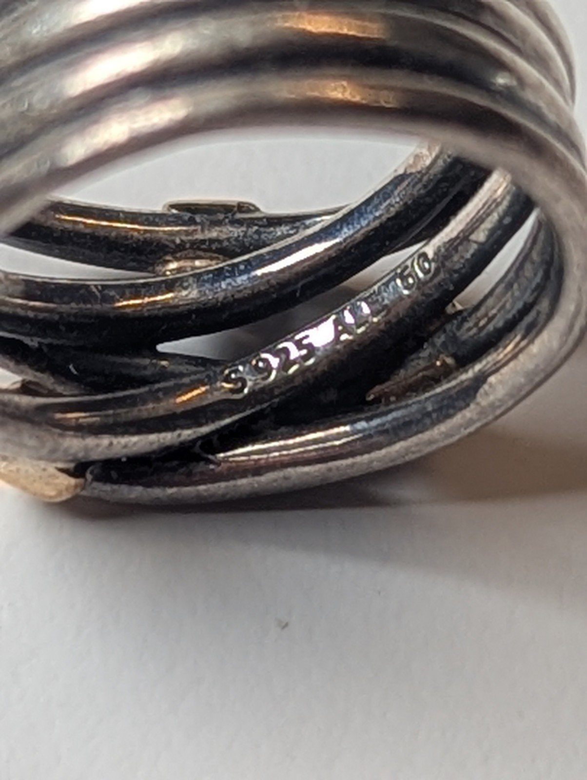 Vintage Retired Pandora Sterling Silver & 14K Gold Rope Ring | Size J 1/2 - Image 7