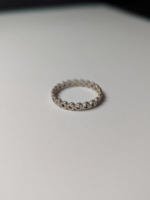 Genuine Sterling Silver Pandora Band Of Hearts Stacking Ring | Size P 1/2 | S925