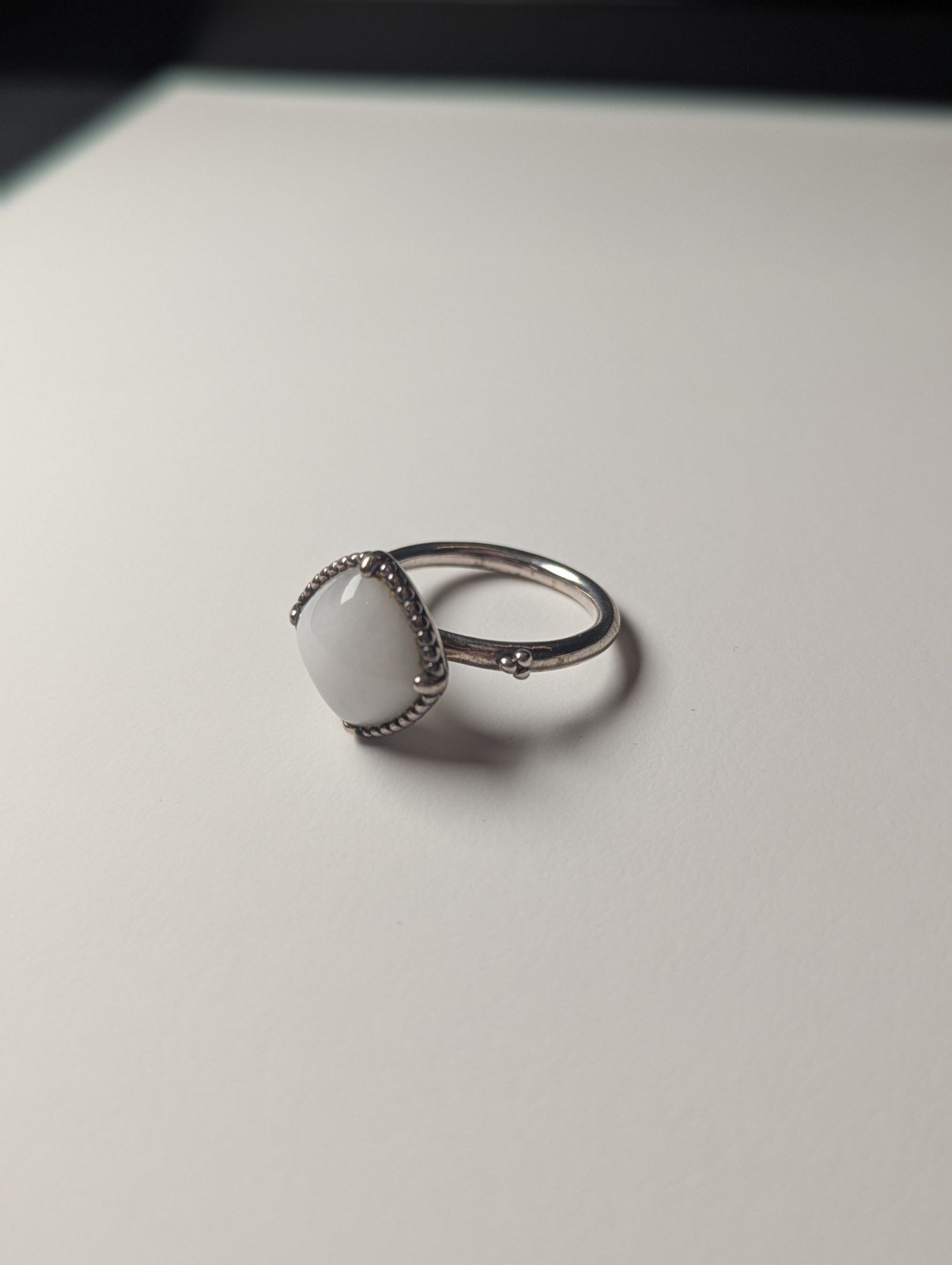 Genuine Sterling Silver Pandora Pure Radiance White Quartzite Ring | Size Q 1/2