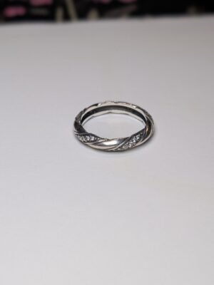 Genuine Sterling Silver Pandora CZ Ribbon Ring | Size S | S925 ALE Silver