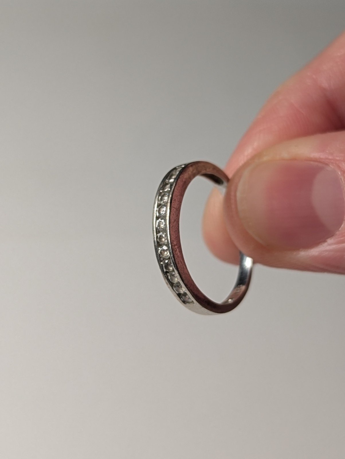 Vintage Sterling Silver Clear CZ Gemstone Row Ring | Size O | 925 Silver - Image 2