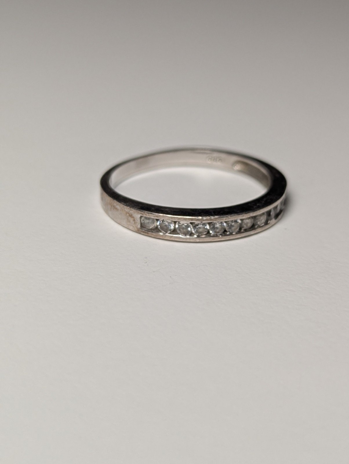 Vintage Sterling Silver Clear CZ Gemstone Row Ring | Size O | 925 Silver - Image 3