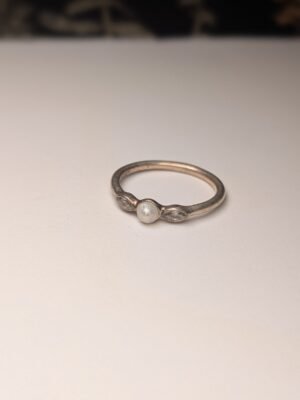 Genuine Sterling Silver Pandora Pearl Ring | Size L 1/2 | S925 ALE Silver