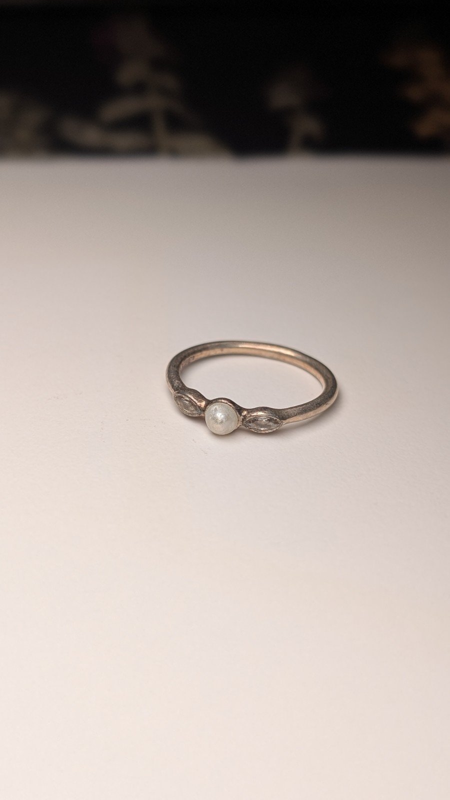 Genuine Sterling Silver Pandora Pearl Ring | Size L 1/2 | S925 ALE Silver