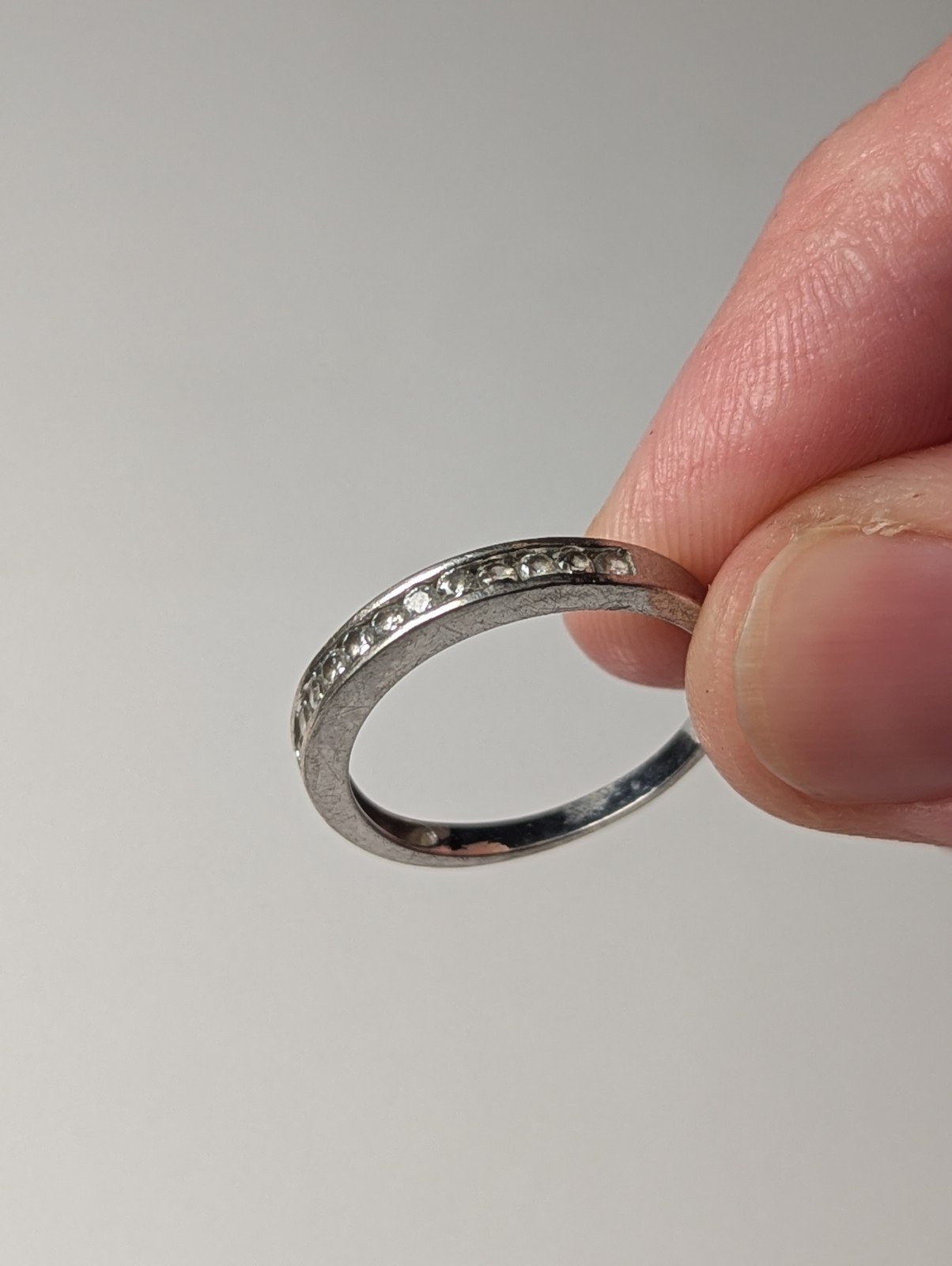 Vintage Sterling Silver Clear CZ Gemstone Row Ring | Size O | 925 Silver - Image 8