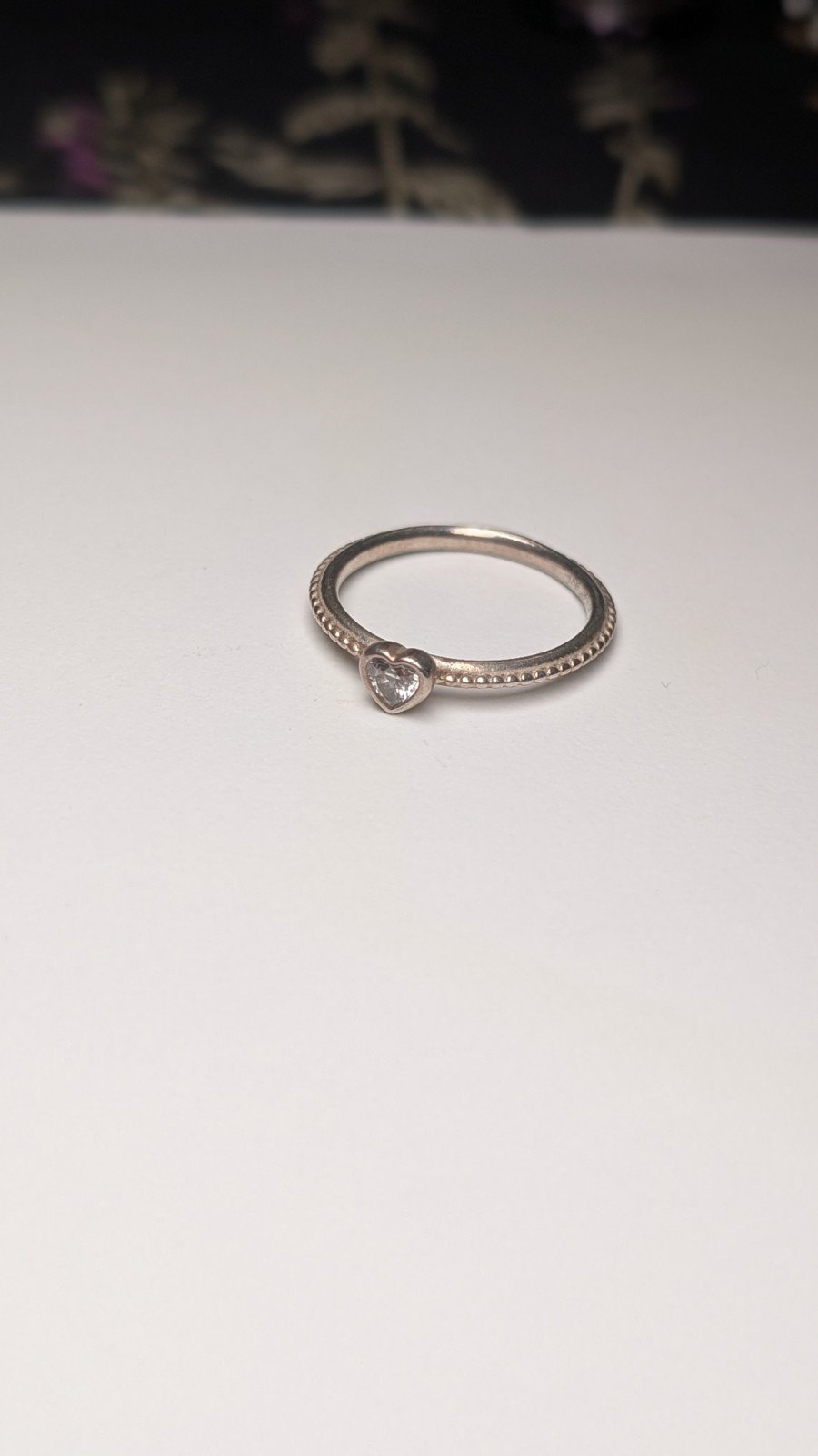 Genuine Sterling Silver Pandora CZ Heart Ring | Size P | S925 ALE Silver