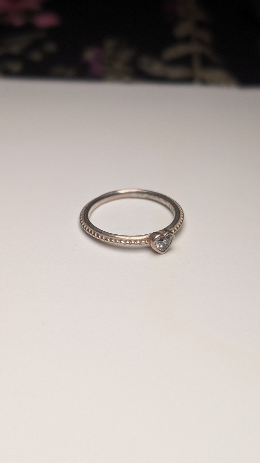 Genuine Sterling Silver Pandora CZ Heart Ring | Size P | S925 ALE Silver - Image 2