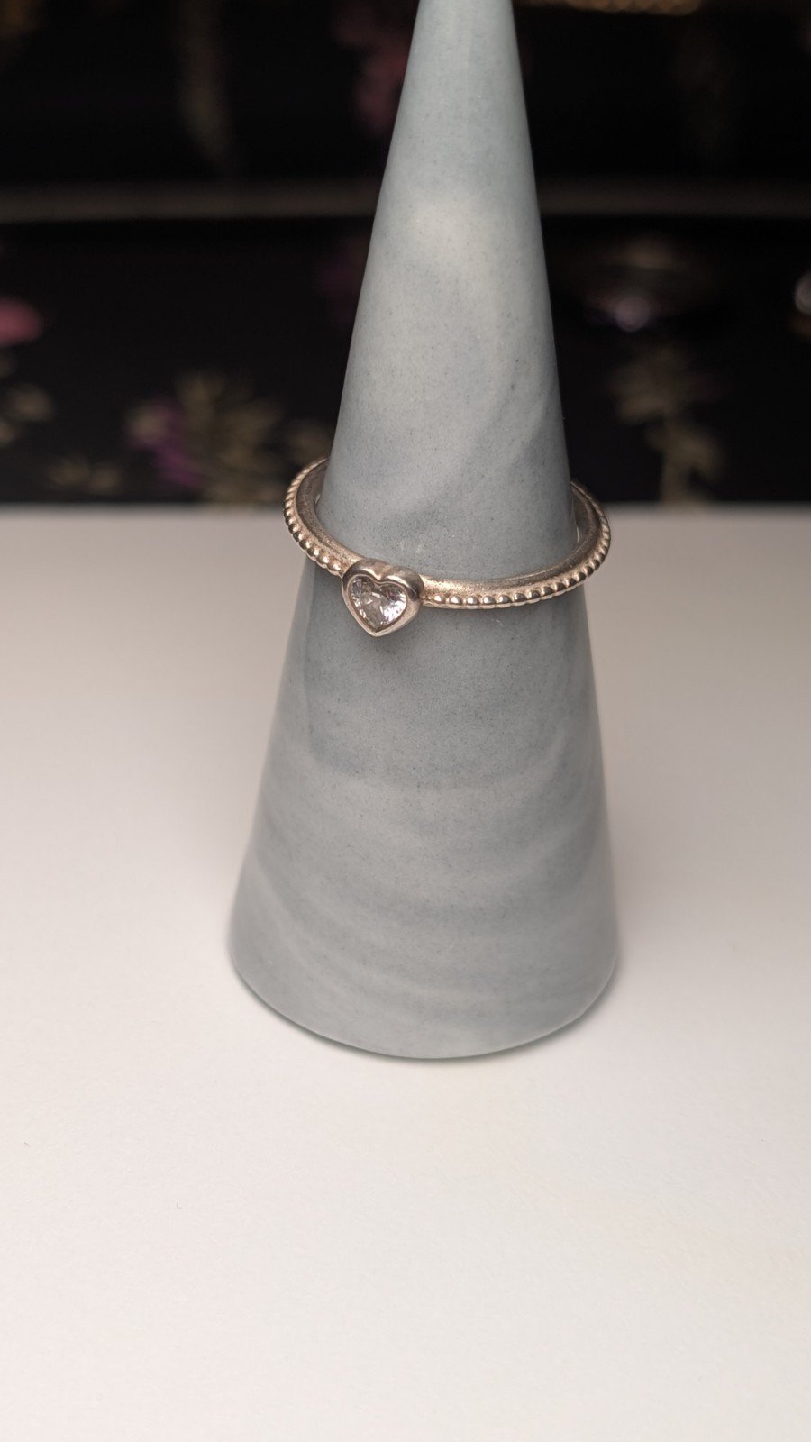 Genuine Sterling Silver Pandora CZ Heart Ring | Size P | S925 ALE Silver - Image 3