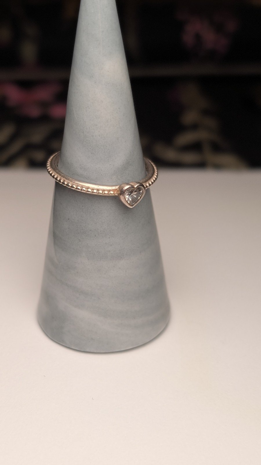 Genuine Sterling Silver Pandora CZ Heart Ring | Size P | S925 ALE Silver - Image 6