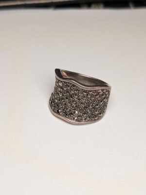 Vintage Sterling Silver Chunky Marcasite Ring | Size R 1/2 | 925 Silver