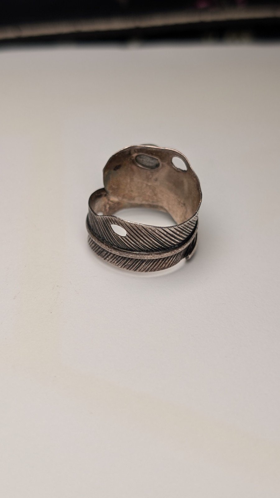 Vintage Sterling Silver Feather & Moonstone Gemstone Ring | Size K | 925 Silver - Image 3