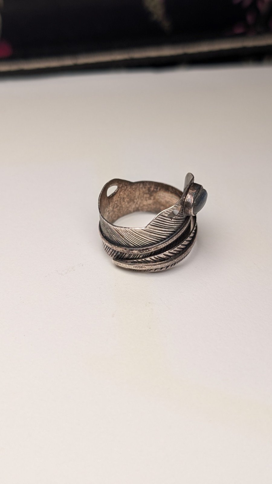 Vintage Sterling Silver Feather & Moonstone Gemstone Ring | Size K | 925 Silver - Image 4