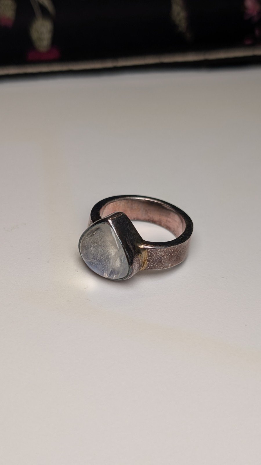 Vintage Sterling Silver Chunky Moonstone Gemstone Ring | Size P | 925 Silver - Image 2