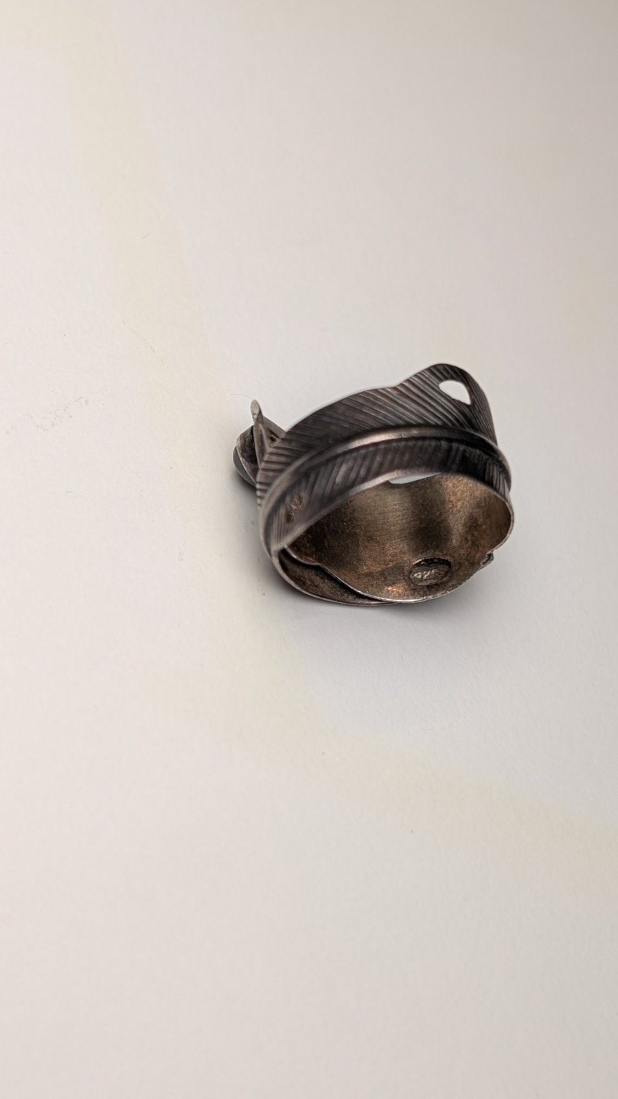 Vintage Sterling Silver Feather & Moonstone Gemstone Ring | Size K | 925 Silver - Image 5