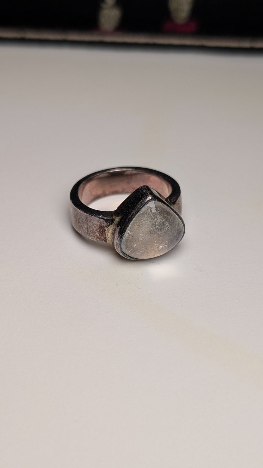 Vintage Sterling Silver Chunky Moonstone Gemstone Ring | Size P | 925 Silver - Image 5