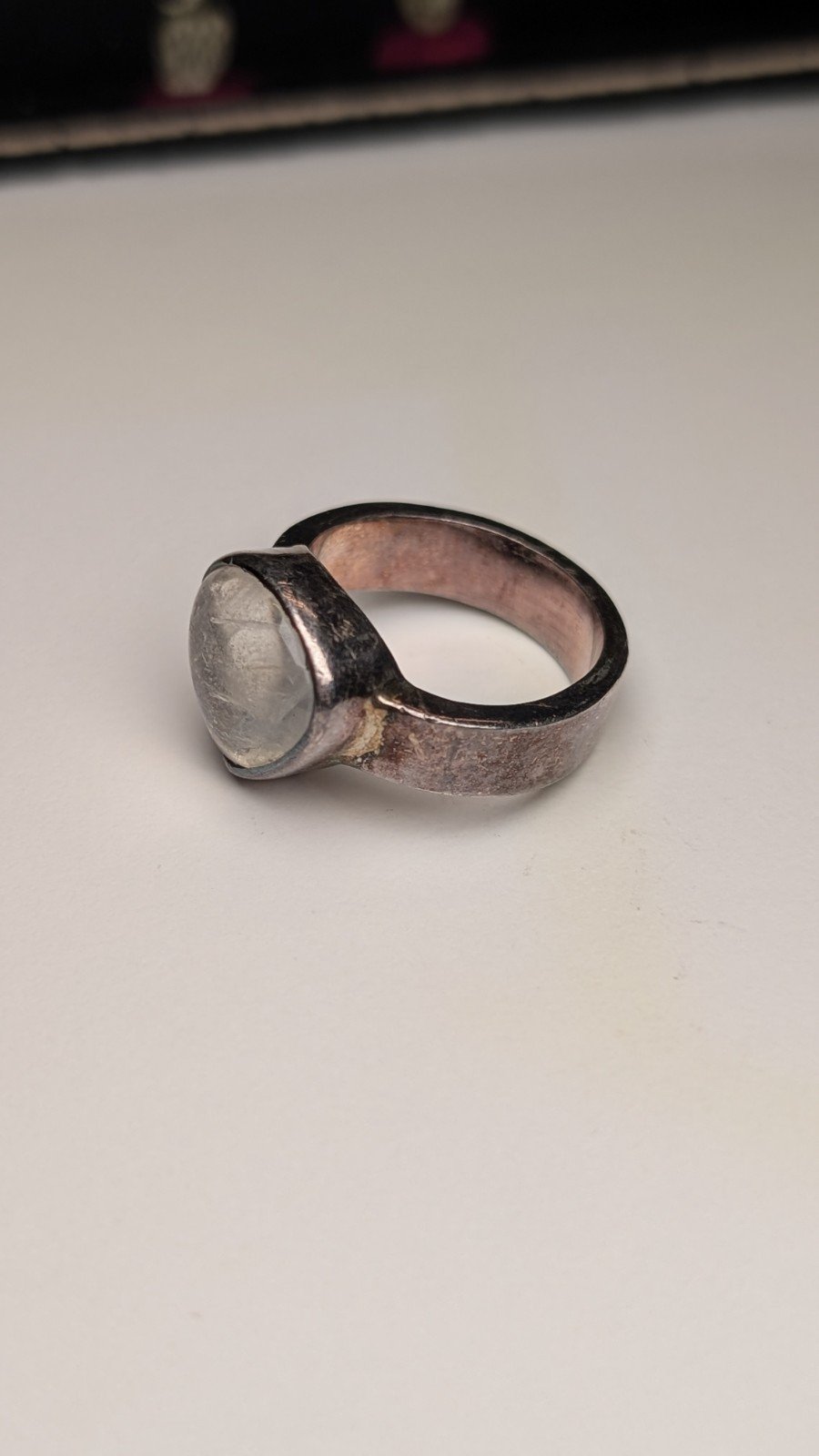 Vintage Sterling Silver Chunky Moonstone Gemstone Ring | Size P | 925 Silver - Image 6