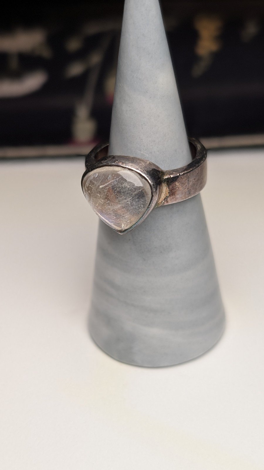 Vintage Sterling Silver Chunky Moonstone Gemstone Ring | Size P | 925 Silver - Image 7