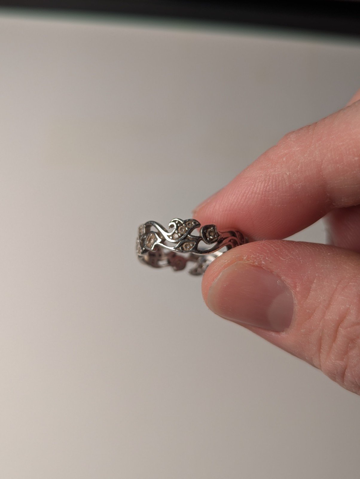 Vintage Sterling Silver Clear CZ Gemstone Openwork Ring | Size R 1/2 | 925 - Image 6