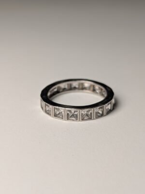 Vintage Sterling Silver Clear CZ Gemstone Eternity Ring | Size L 1/2 | 925