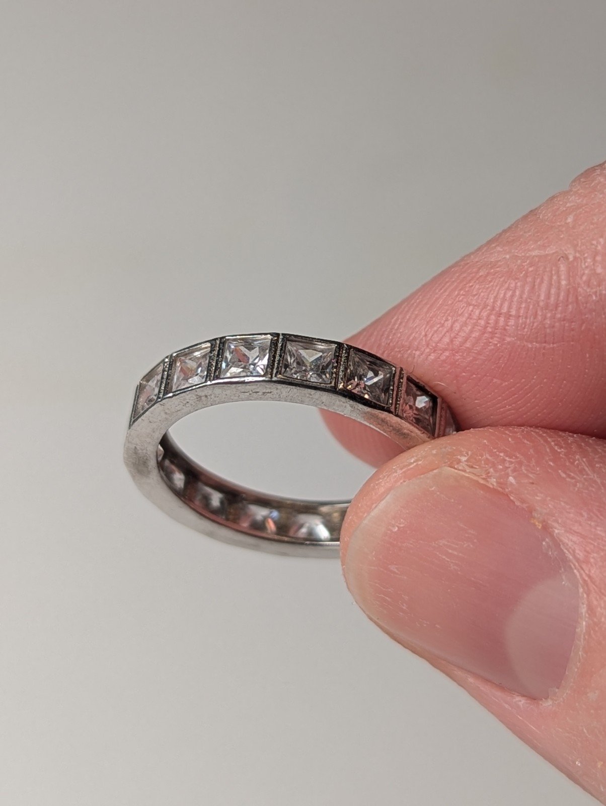 Vintage Sterling Silver Clear CZ Gemstone Eternity Ring | Size L 1/2 | 925 - Image 2