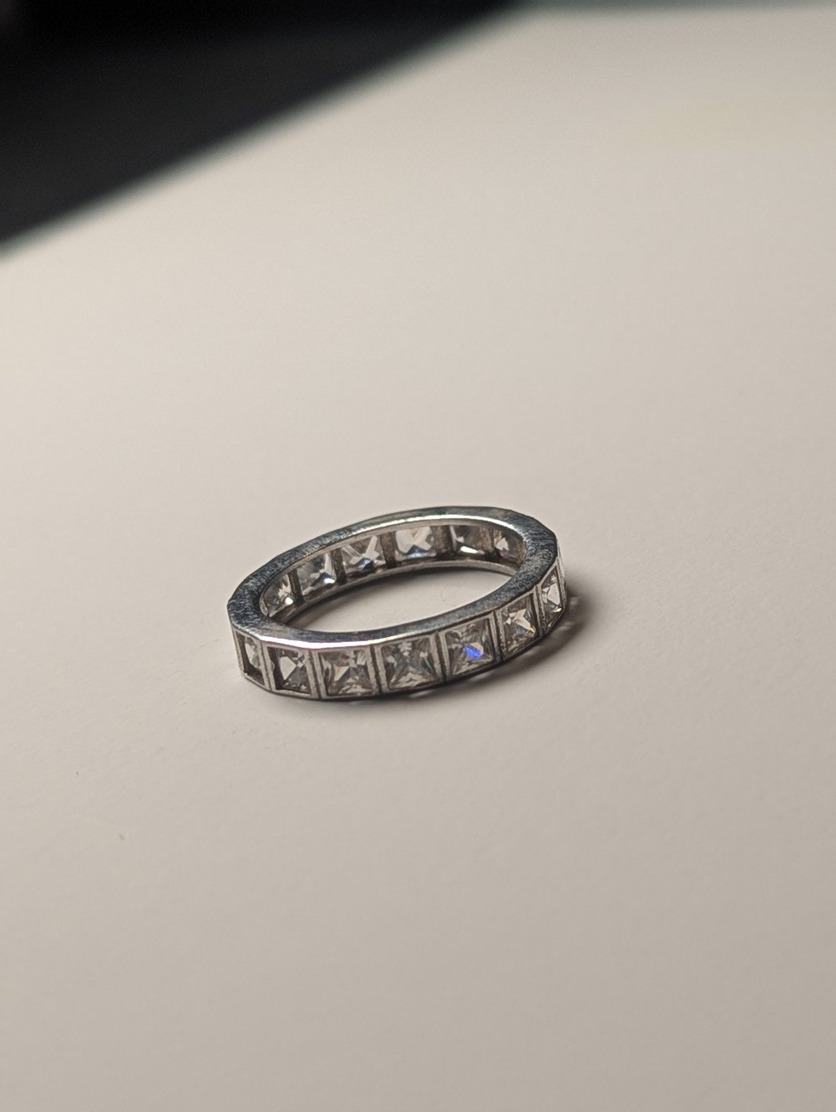 Vintage Sterling Silver Clear CZ Gemstone Eternity Ring | Size L 1/2 | 925 - Image 5